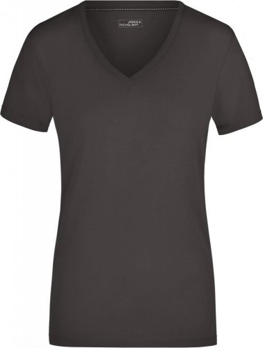 Dámské elastické tričko s výstřihem do V - Velikost: M, Barva: black