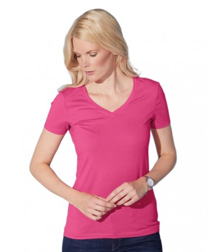 Dámské elastické tričko s výstřihem do V - Velikost: 2XL, Barva: red