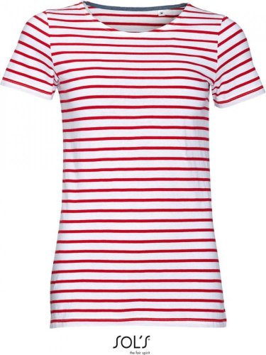 Dámské pruhované tričko - Velikost: XS, Barva: white/red