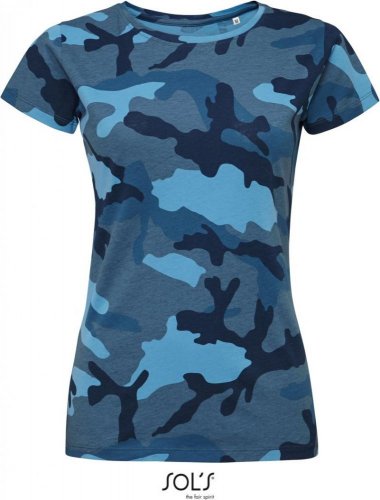 Dámské maskáčové tričko - Velikost: M, Barva: camo blue
