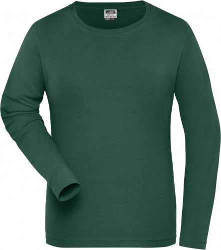 Dámské elast. tričko, dl. rukáv - Velikost: XS, Barva: dark green